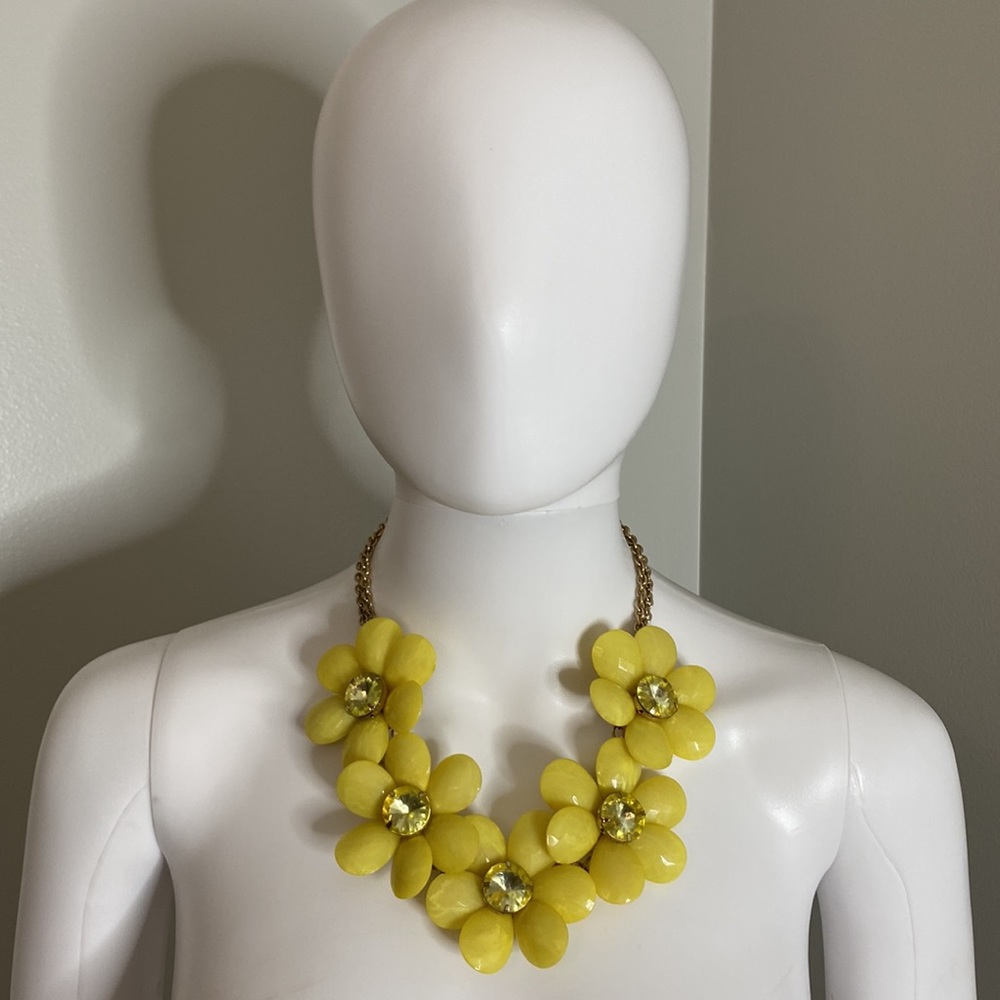 LYellow and Gold Flower Bauble Statement Necklace